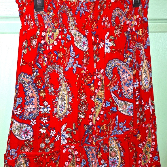Bila Red Paisley Maxi Skirt (Size L) NWOT  Wide Elastic Waist Band - Beautiful - Picture 5 of 9